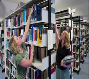 People taking books from shelves